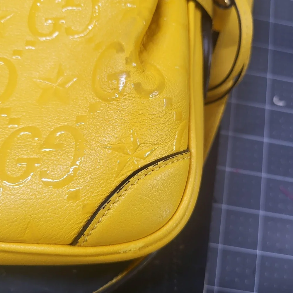 Gucci Womens Interlocking GG Star Crossbody Bag Yellow Size 9"x7"x2"‎ - Picture 2 of 8